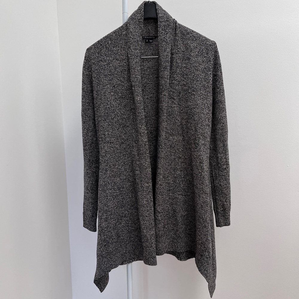 Theory open front wool cardigan S marled knit sweater fall timeless old money